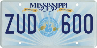 MS license plate ZUD600