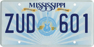 MS license plate ZUD601