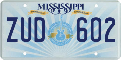 MS license plate ZUD602