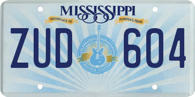 MS license plate ZUD604
