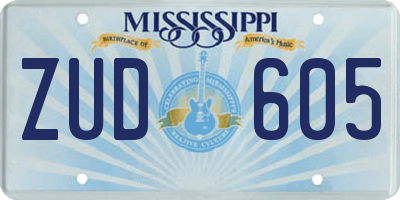 MS license plate ZUD605