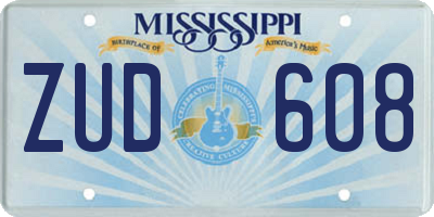MS license plate ZUD608