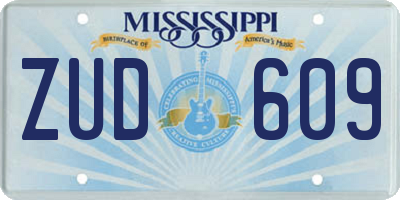 MS license plate ZUD609