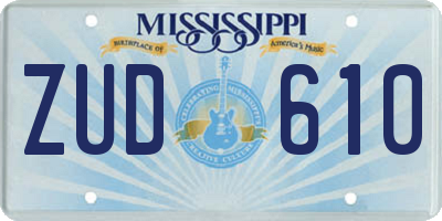 MS license plate ZUD610