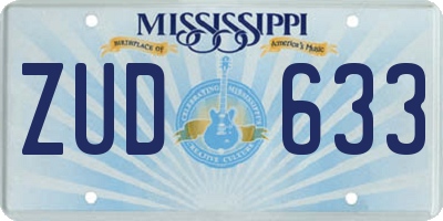 MS license plate ZUD633