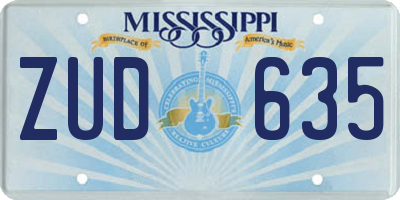 MS license plate ZUD635