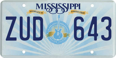 MS license plate ZUD643