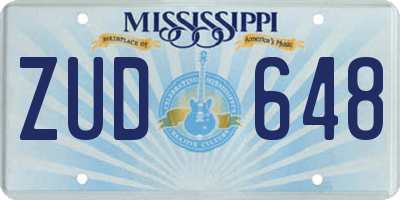 MS license plate ZUD648