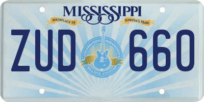 MS license plate ZUD660