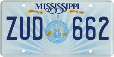 MS license plate ZUD662