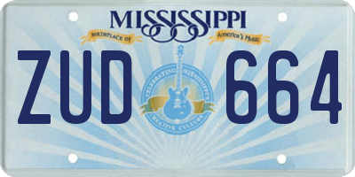 MS license plate ZUD664