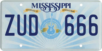 MS license plate ZUD666