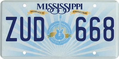 MS license plate ZUD668