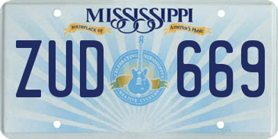 MS license plate ZUD669