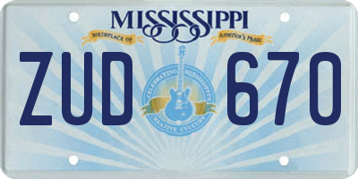 MS license plate ZUD670