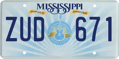 MS license plate ZUD671