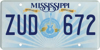 MS license plate ZUD672