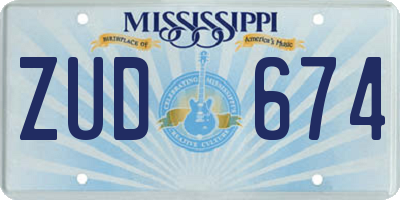 MS license plate ZUD674