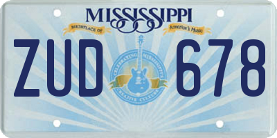 MS license plate ZUD678