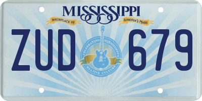 MS license plate ZUD679