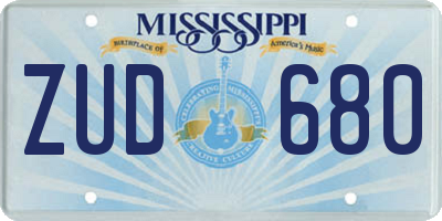 MS license plate ZUD680