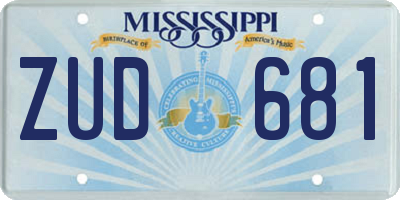 MS license plate ZUD681