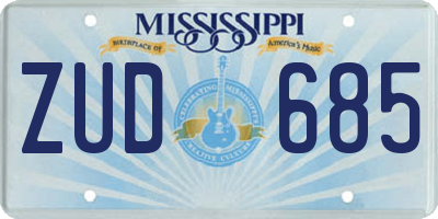 MS license plate ZUD685