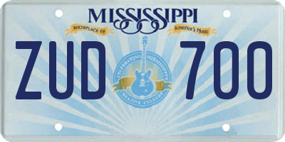 MS license plate ZUD700