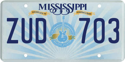 MS license plate ZUD703