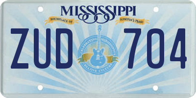 MS license plate ZUD704