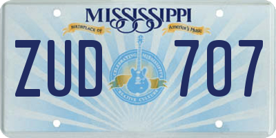 MS license plate ZUD707