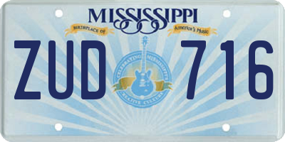 MS license plate ZUD716