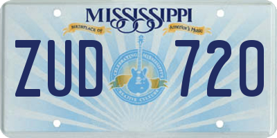 MS license plate ZUD720