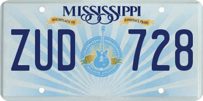 MS license plate ZUD728