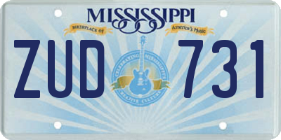 MS license plate ZUD731