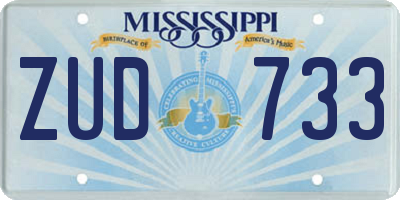 MS license plate ZUD733