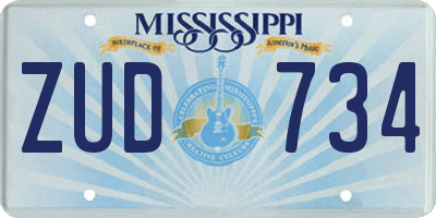 MS license plate ZUD734