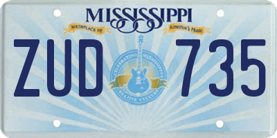 MS license plate ZUD735