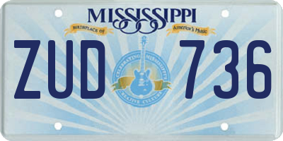 MS license plate ZUD736