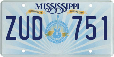 MS license plate ZUD751