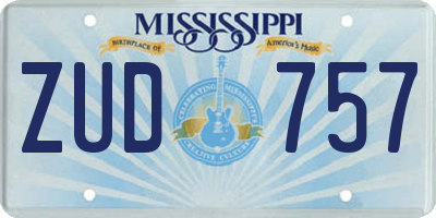 MS license plate ZUD757