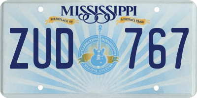 MS license plate ZUD767