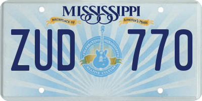 MS license plate ZUD770