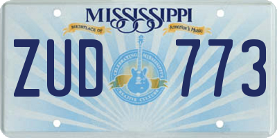 MS license plate ZUD773