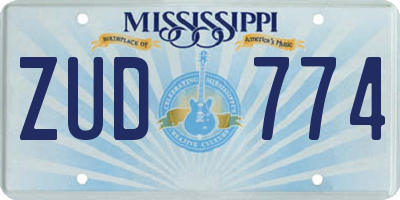 MS license plate ZUD774