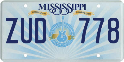 MS license plate ZUD778