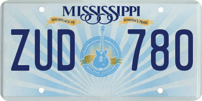 MS license plate ZUD780