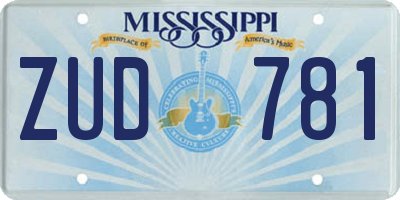 MS license plate ZUD781