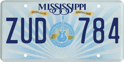 MS license plate ZUD784