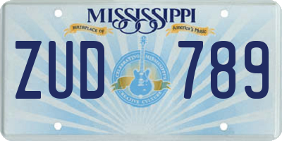 MS license plate ZUD789